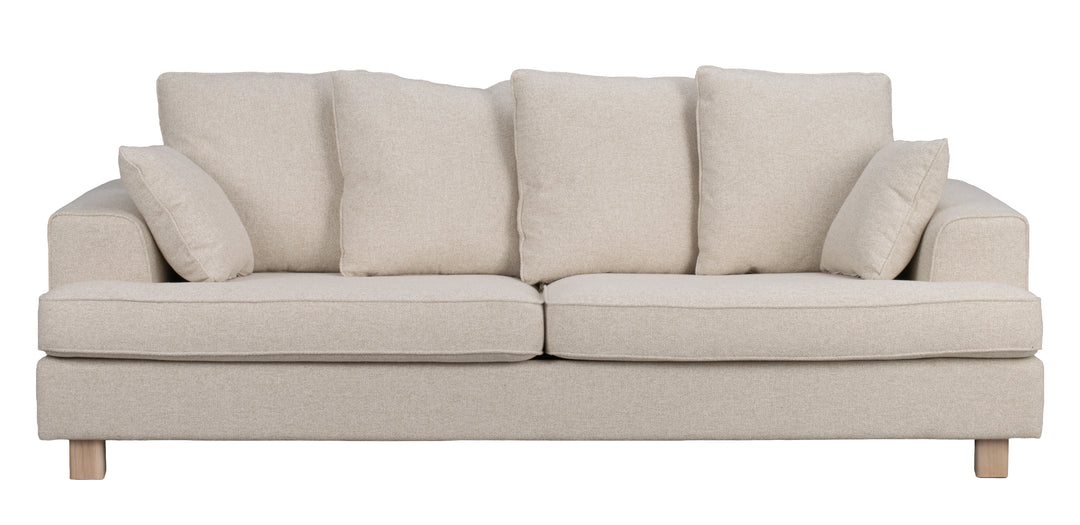 Hartsville soffa 3-sits ljusbeige tyg Cayenne vitpigmenterade ekben