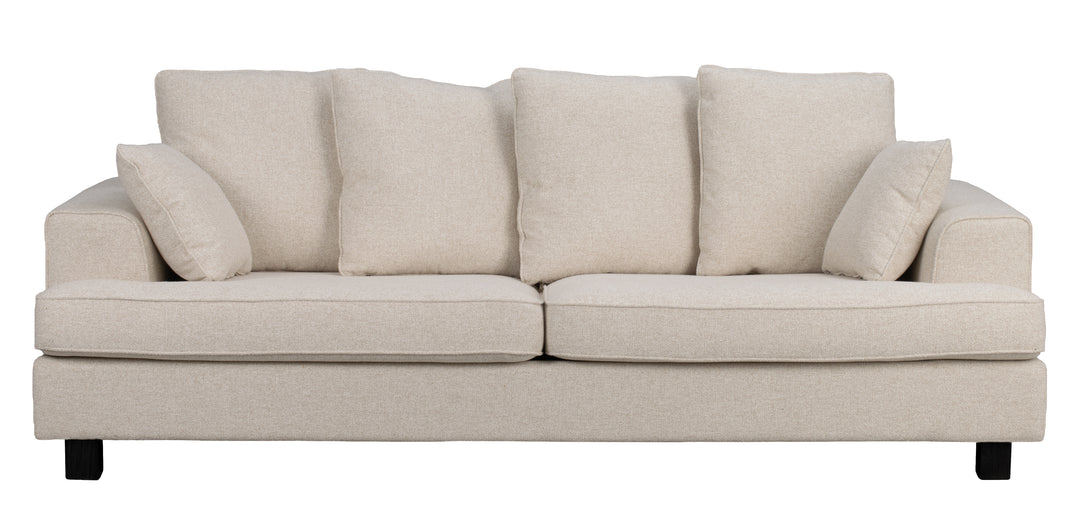 Hartsville soffa 3-sits ljusbeige tyg Cayenne svarta ekben