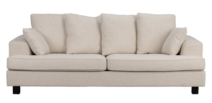Hartsville soffa 3-sits ljusbeige tyg Cayenne svarta ekben