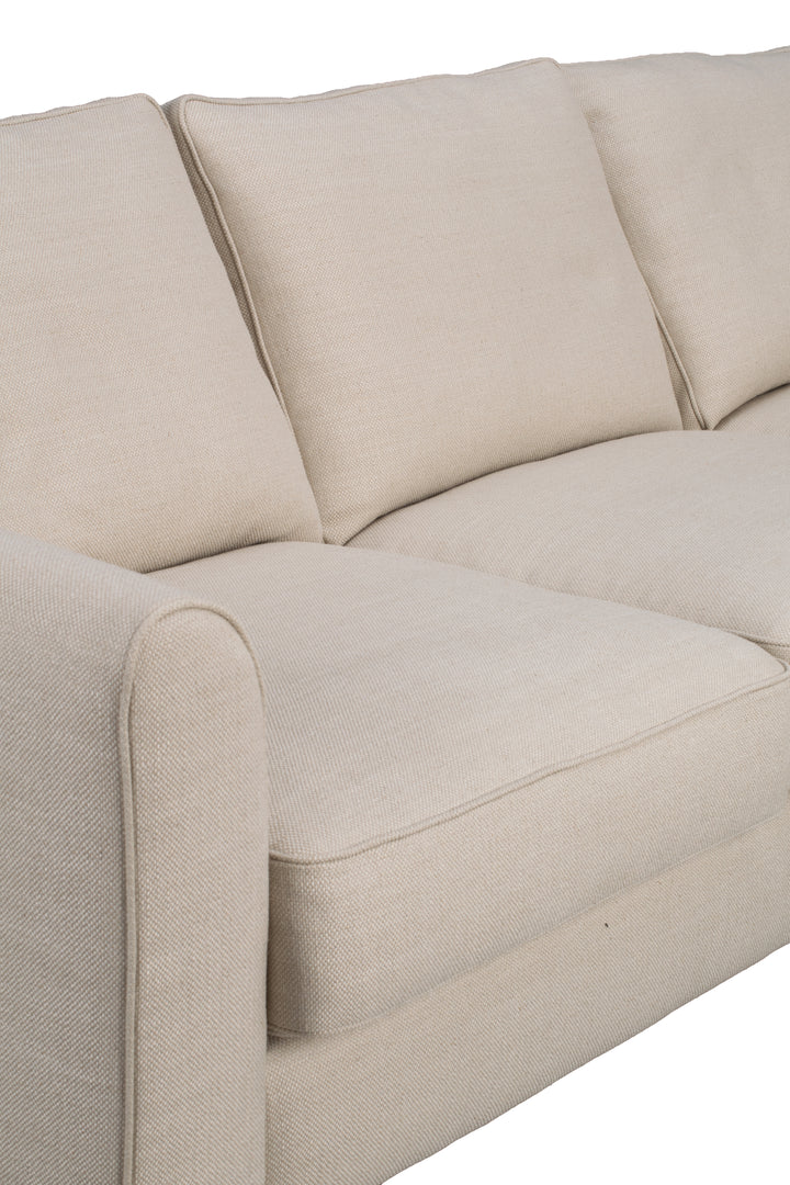 Irvine soffa 3-sits beige tyg Essence svarta ekben