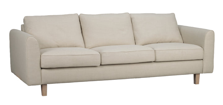Irvine soffa 3-sits beige tyg Essence #05/vitpigmenterade ekben