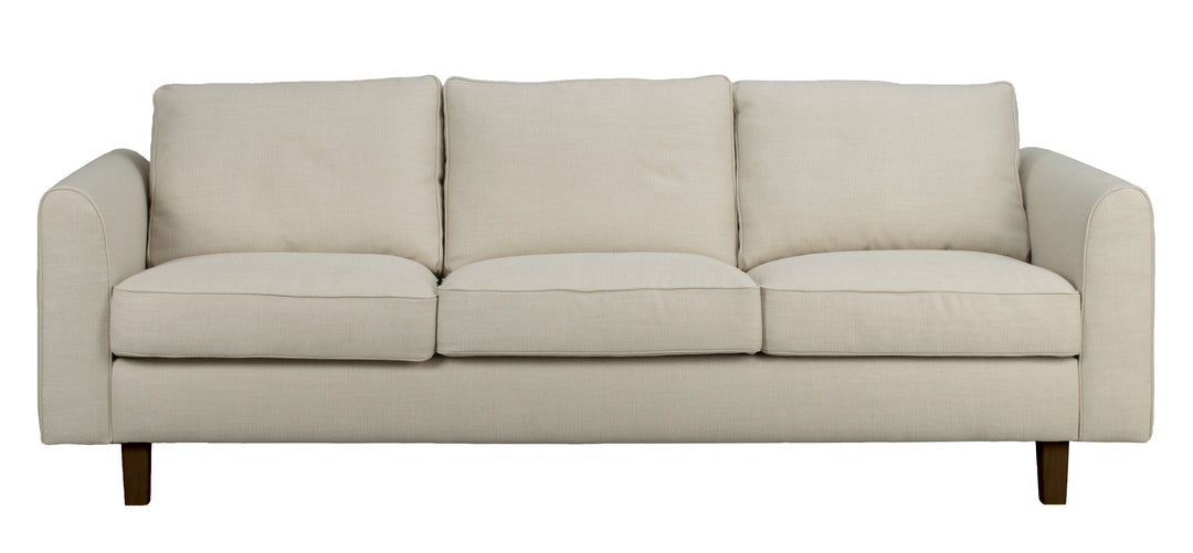 Irvine soffa 3-sits beige tyg Essence bruna ekben