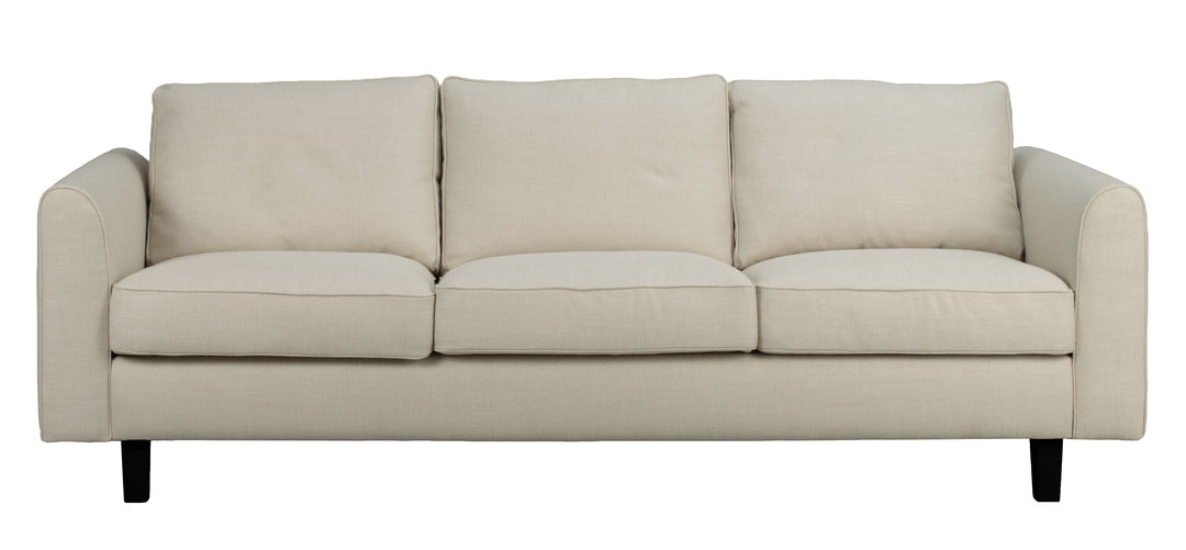 Irvine soffa 3-sits beige tyg Essence svarta ekben