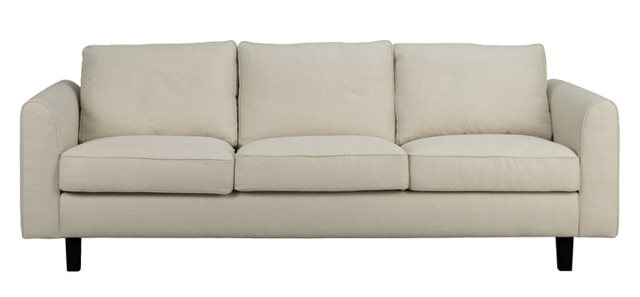Irvine soffa 3-sits beige tyg Essence svarta ekben