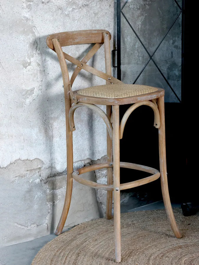 Fransk barstol med flätad sits