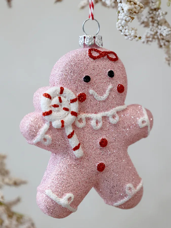 Julgranshänge - Pepparkaksgubbe rosa