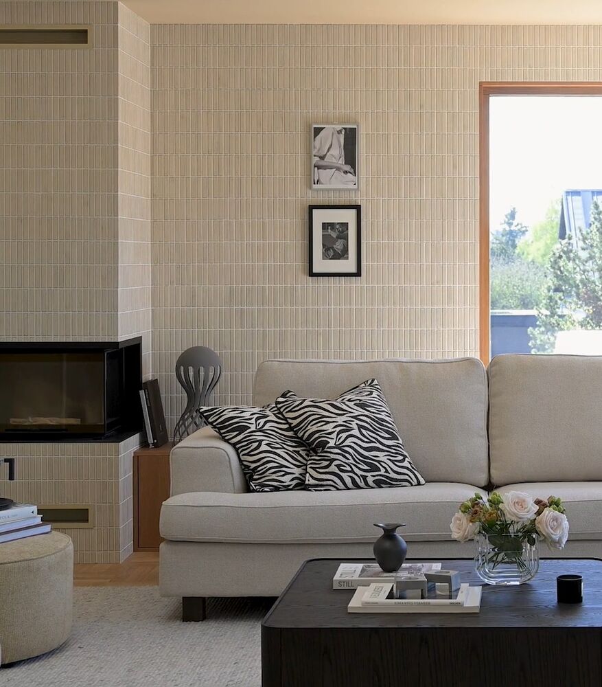 Aberdeen soffa 3-sits beige tyg Glory bruna ekben