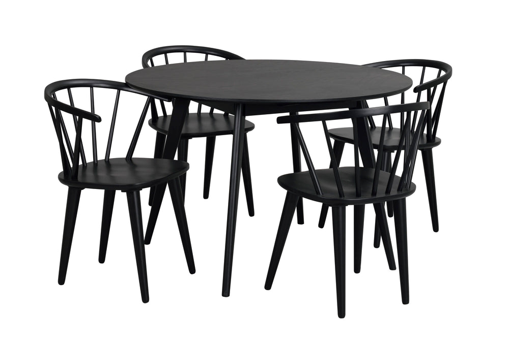 Yumi matbord runt svart 52212 + Carmen stol, svart b R